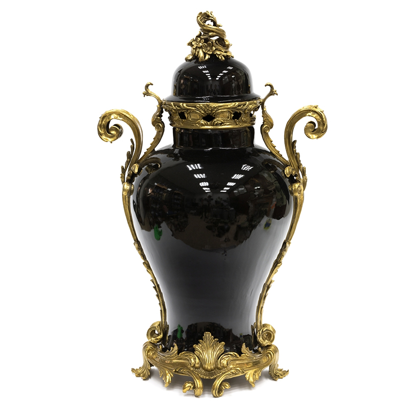 Большая ваза Selenia Black Vase Bronze Patterns Черный Бронза Большая ваза Selenia Black Vase Bronze Patterns Черный Бронза в Тюмени | Loft Concept