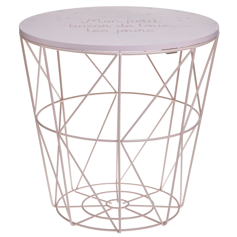 Круглый приставной стол-корзина Pink Wire Basket Side Table Розовый Круглый приставной стол-корзина Pink Wire Basket Side Table Розовый в Тюмени | Loft Concept