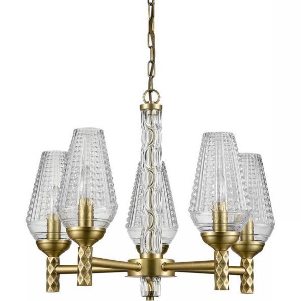 Люстра Ribbed Chandelier Латунь Прозрачный Люстра Ribbed Chandelier Латунь Прозрачный в Тюмени | Loft Concept