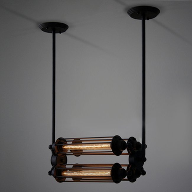 Подвесной светильник Loft Industrial Edison Cage Horizontal Quatro Черный Подвесной светильник Loft Industrial Edison Cage Horizontal Quatro Черный в Тюмени | Loft Concept
