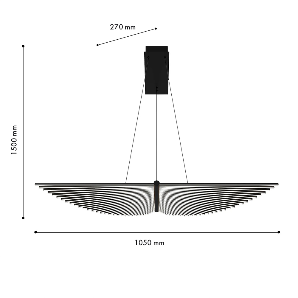 Люстра в виде распахнутых крыльев из тонких металлических планок Flight of Freedom в Тюмени