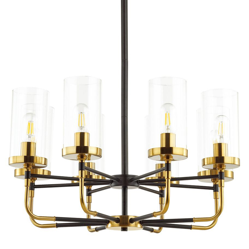 Люстра Greger chandelier 8 Черный Глянцевое золото Прозрачный Люстра Greger chandelier 8 Черный Глянцевое золото Прозрачный в Тюмени | Loft Concept