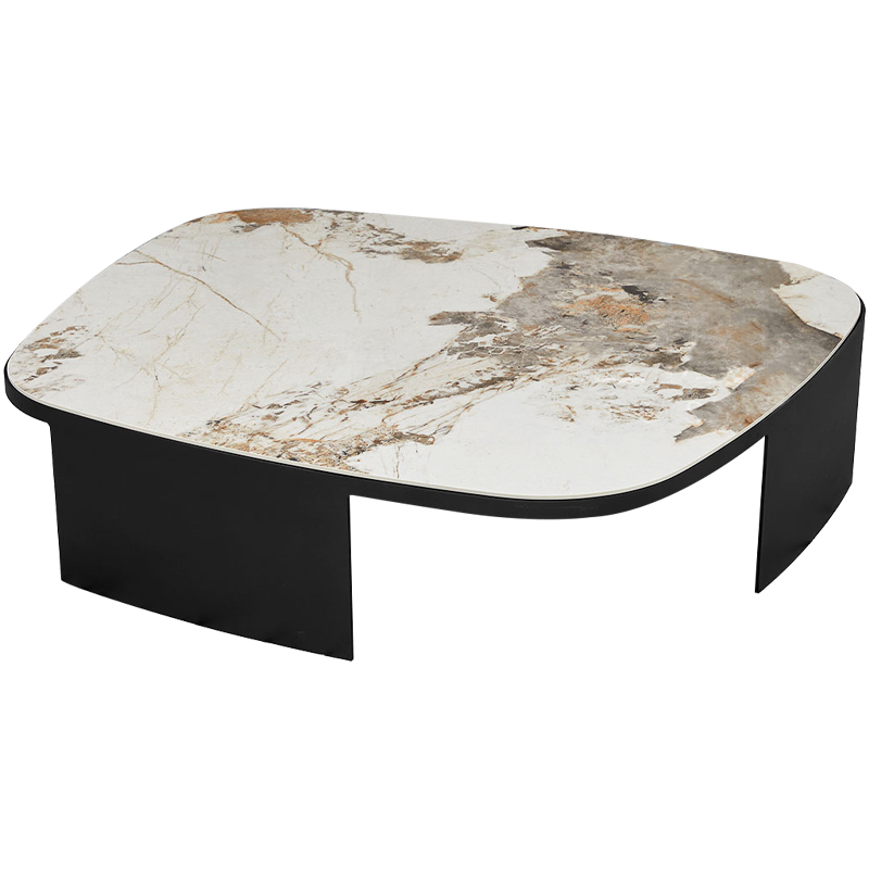 Кофейный стол с каменной столешницей Keir Coffee Table Черный Бежевый Бежево-серый в Тюмени | Loft Concept 