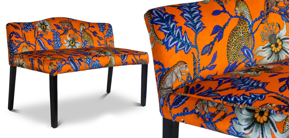 Банкетка Оранжевый Орнамент Zambezi Monkey Bean Flame Bench Банкетка Оранжевый Орнамент Zambezi Monkey Bean Flame Bench - Loft-Concept в Тюмени