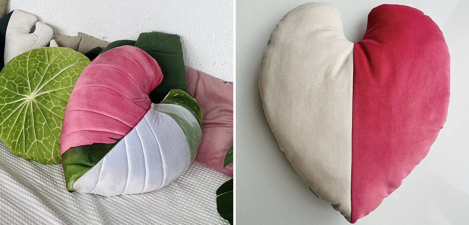 Декоративная подушка Botanical Cushion Filodendron Pink Princess - фото