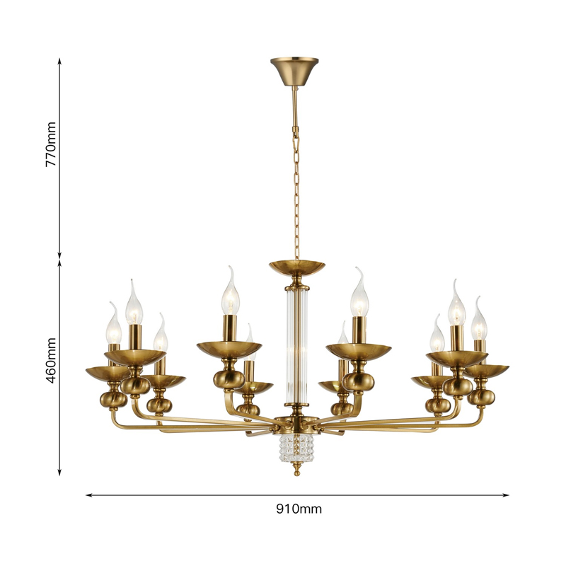 Люстра бронзового цвета со стеклянным декором Candelabrum D91 см Люстра бронзового цвета со стеклянным декором Candelabrum D91 см в Тюмени