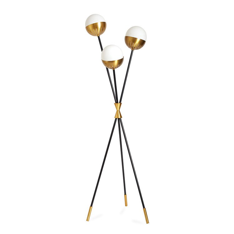 Торшер Caracas Tripod Floor Lamp Черный Белый Латунь Торшер Caracas Tripod Floor Lamp Черный Белый Латунь в Тюмени | Loft Concept