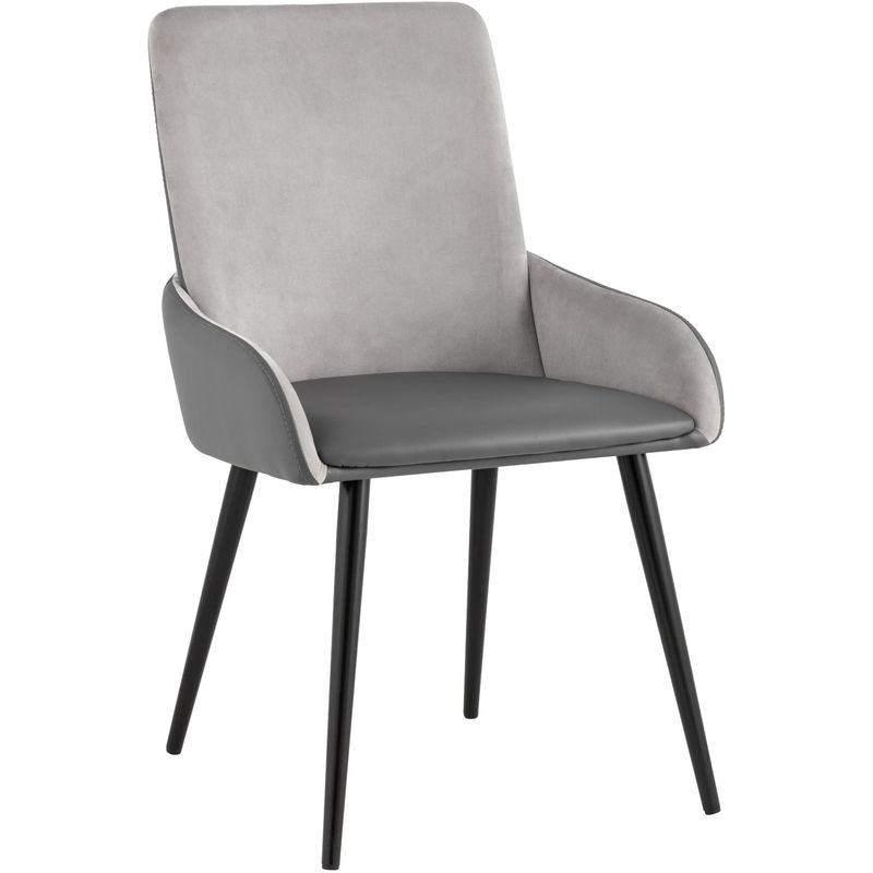 Стул Munchen Chair Серая Экокожа Серый Велюр Серый Черный Стул Munchen Chair Серая Экокожа Серый Велюр Серый Черный в Тюмени | Loft Concept
