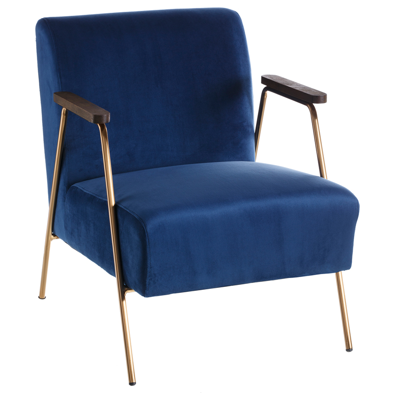 Кресло Domitila Armchair blue Синий Золотой Коричневый Кресло Domitila Armchair blue Синий Золотой Коричневый в Тюмени | Loft Concept