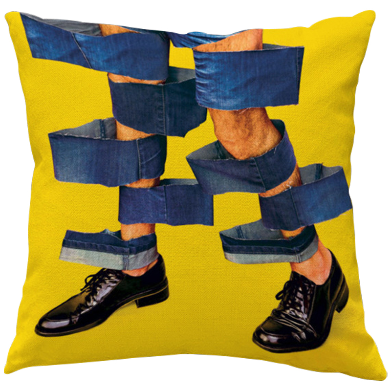 Декоративная подушка Seletti Cushion Jeans Желтый Синий Черный Декоративная подушка Seletti Cushion Jeans Желтый Синий Черный в Тюмени | Loft Concept