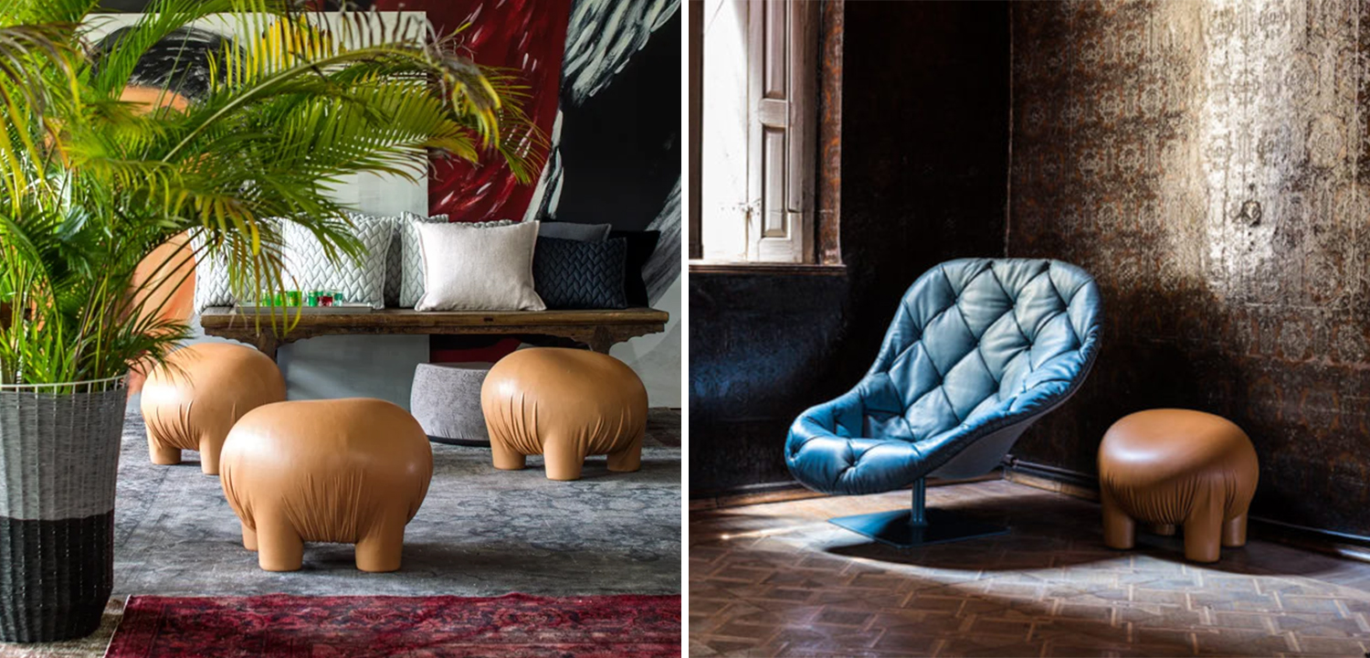 Пуф Натуральная кожа Anomaly дизайн Moroso Leather - фото