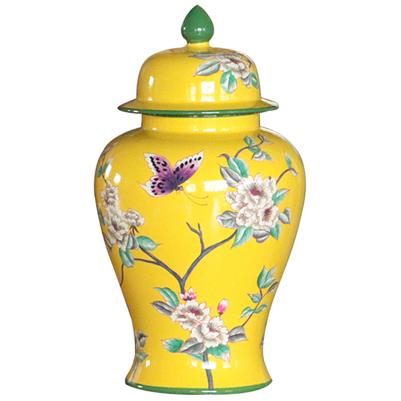 Ваза с крышкой Porcelain Yellow Garden Vase Желтый Зеленый Ваза с крышкой Porcelain Yellow Garden Vase Желтый Зеленый в Тюмени | Loft Concept