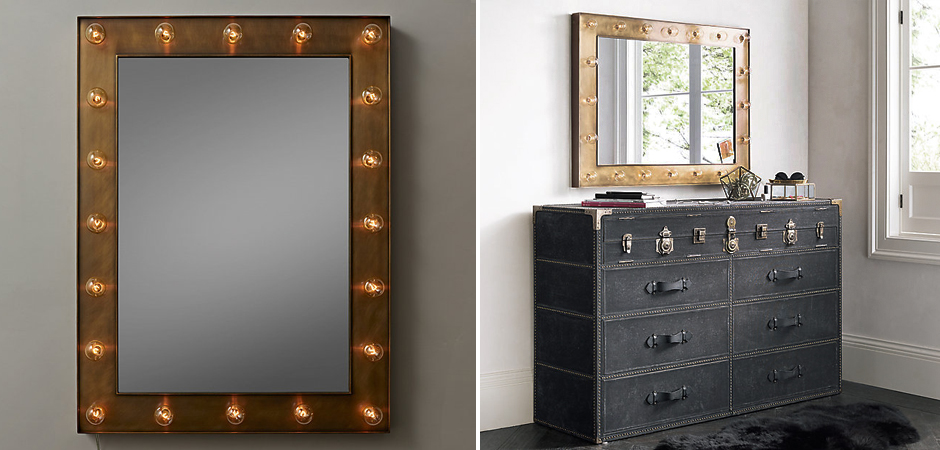 Зеркало с подсветкой Restoration Hardware ILLUMINATED Mirror brass Зеркало с подсветкой Restoration Hardware ILLUMINATED Mirror brass - Loft-Concept в Тюмени