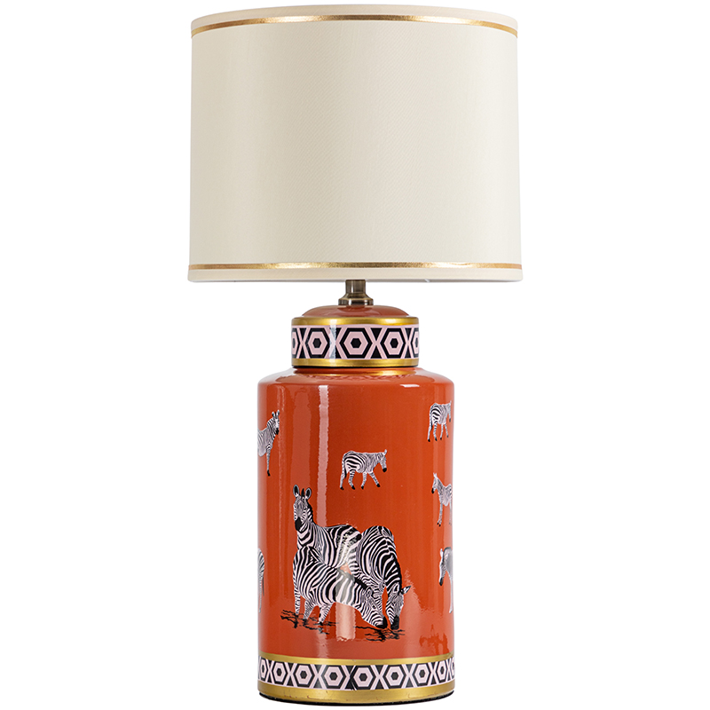 Настольная лампа Zebra Orange Lampshade Оранжевый Черно-белый Бежевый Золотой Настольная лампа Zebra Orange Lampshade Оранжевый Черно-белый Бежевый Золотой в Тюмени | Loft Concept