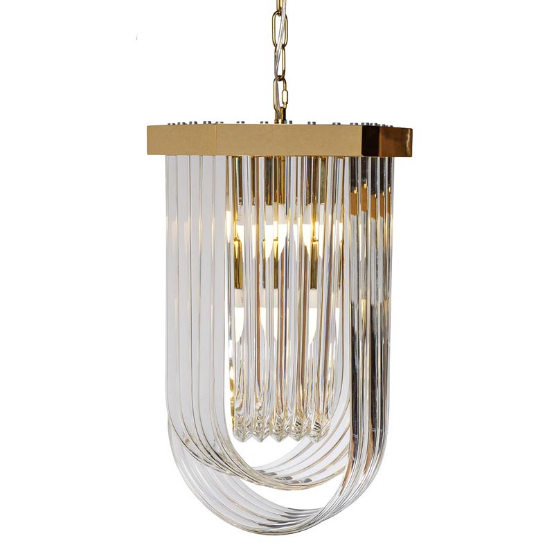 Люстра Retro FROZEN GLASS gold 4 lamp Глянцевое золото Люстра Retro FROZEN GLASS gold 4 lamp Глянцевое золото в Тюмени | Loft Concept
