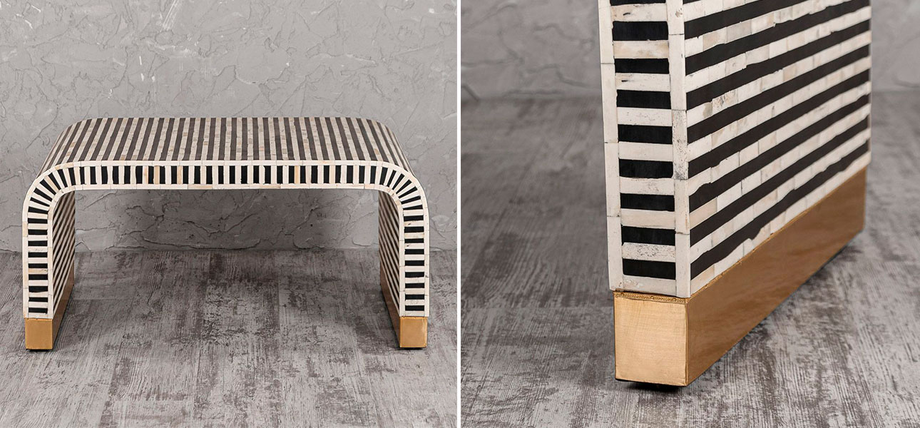 Столик с инкрустацией полосатый Caroline - фото