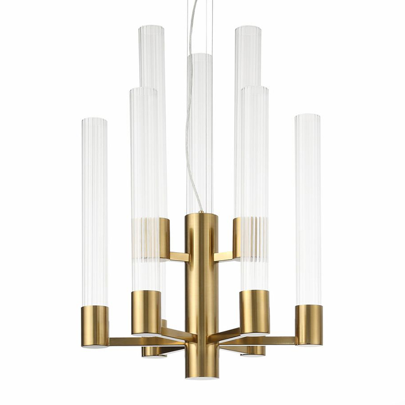 Люстра Jenae Glass Tubes Chandelier 9 Латунь Прозрачное Стекло Люстра Jenae Glass Tubes Chandelier 9 Латунь Прозрачное Стекло в Тюмени | Loft Concept