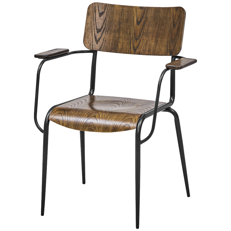 Стул с подлокотниками Joshua Loft Stool with armrests Коричневый Черный Стул с подлокотниками Joshua Loft Stool with armrests Коричневый Черный в Тюмени | Loft Concept