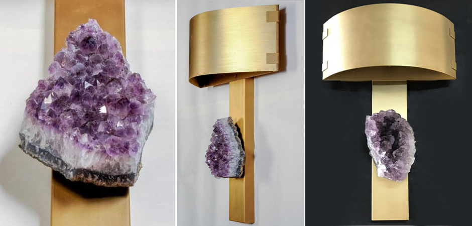 Бра Natural Amethyst and Curved Shades Wall Lamp Бра Natural Amethyst and Curved Shades Wall Lamp - Loft-Concept в Тюмени