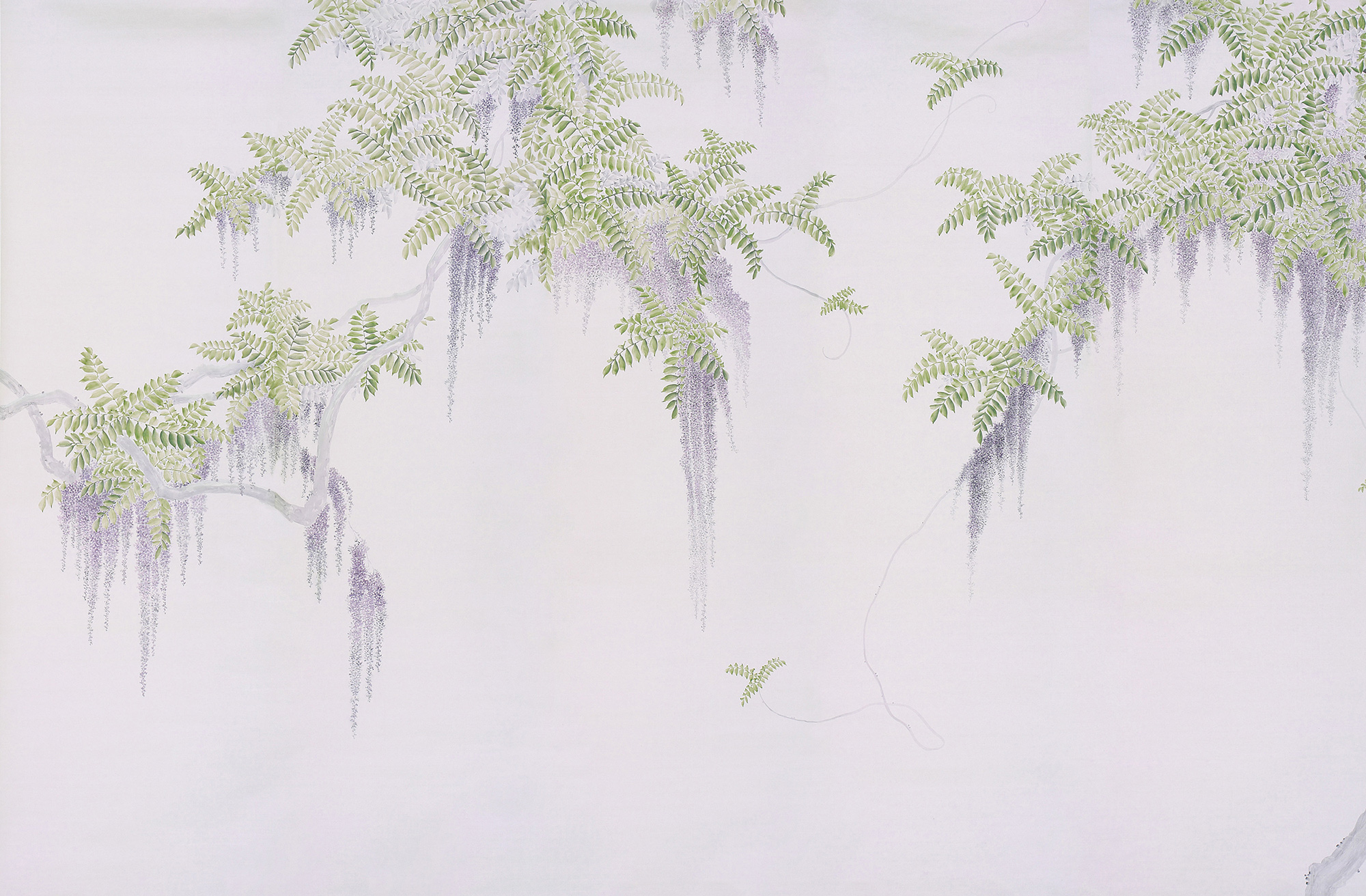 Обои в японском стиле Wisteria Lavender on Lilac Mica metallic Xuan paper Обои в японском стиле Wisteria Lavender on Lilac Mica metallic Xuan paper - постер Loft-Concept в Тюмени