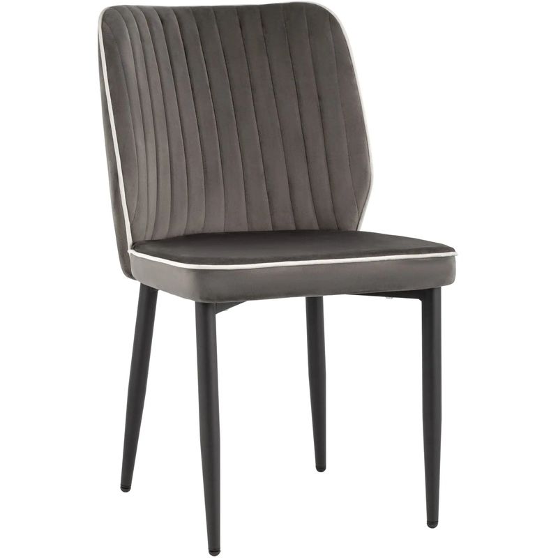 Стул Lawrence Chair Серый Велюр Белый кант Серый Белый Черный Стул Lawrence Chair Серый Велюр Белый кант Серый Белый Черный в Тюмени | Loft Concept