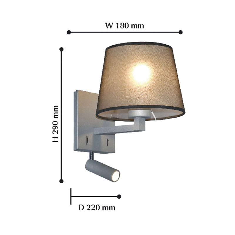Бра с абажуром и поворотным спотом Trumpet Lamp Grey Бра с абажуром и поворотным спотом Trumpet Lamp Grey в Тюмени