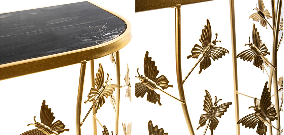 Консоль Gold Butterfly чёрный мрамор Консоль Gold Butterfly чёрный мрамор - Loft-Concept в Тюмени