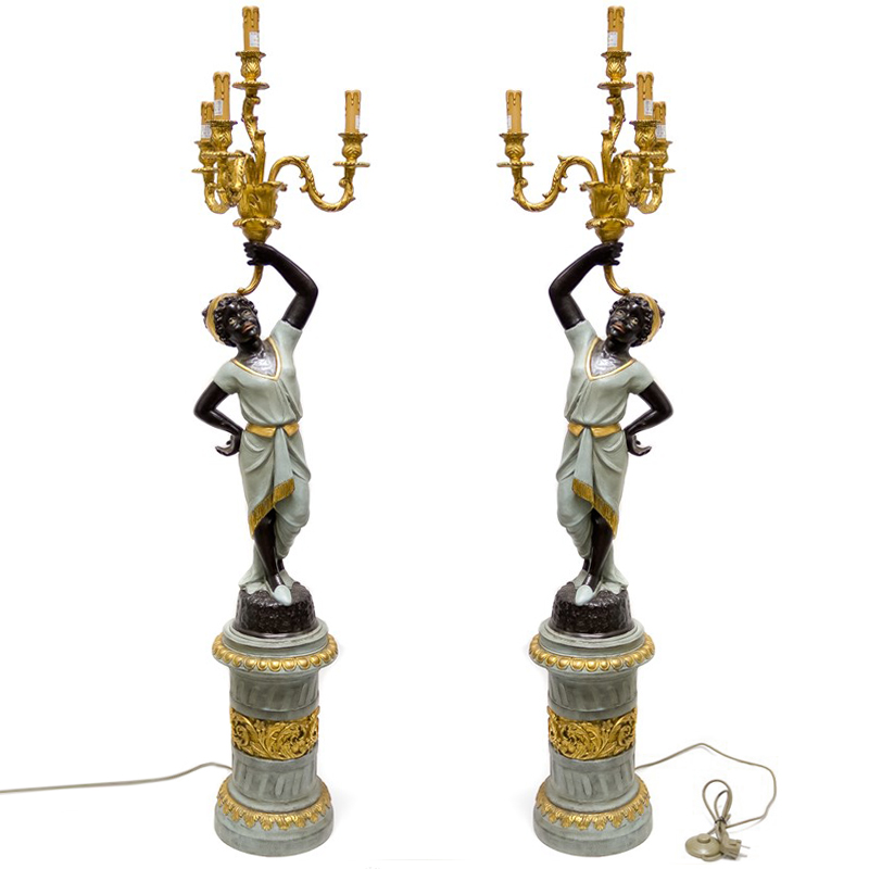 Торшер Girl With Candlestick Черный Бронза Голубой пастельный Торшер Girl With Candlestick Черный Бронза Голубой пастельный в Тюмени | Loft Concept