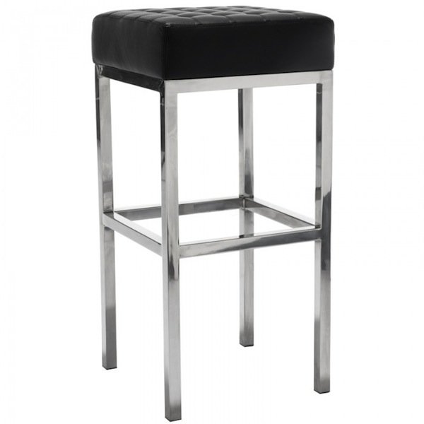 Барный стул Florence Knoll Bar Stool Черный Серебряный Барный стул Florence Knoll Bar Stool Черный Серебряный в Тюмени | Loft Concept