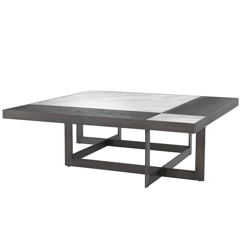 Кофейный стол Eichholtz Coffee Table Hermoza Мокко Белый Мрамор Bianco Темная бронза Кофейный стол Eichholtz Coffee Table Hermoza Мокко Белый Мрамор Bianco Темная бронза в Тюмени | Loft Concept
