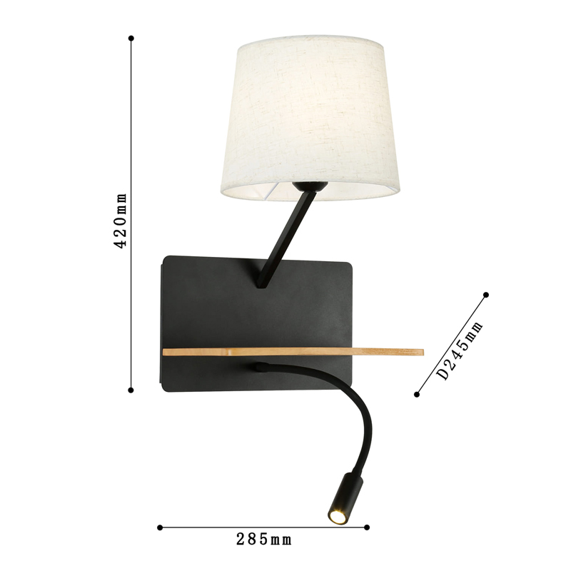Бра с абажуром и гибким спотом Trumpet Wall Black USB Бра с абажуром и гибким спотом Trumpet Wall Black USB в Тюмени
