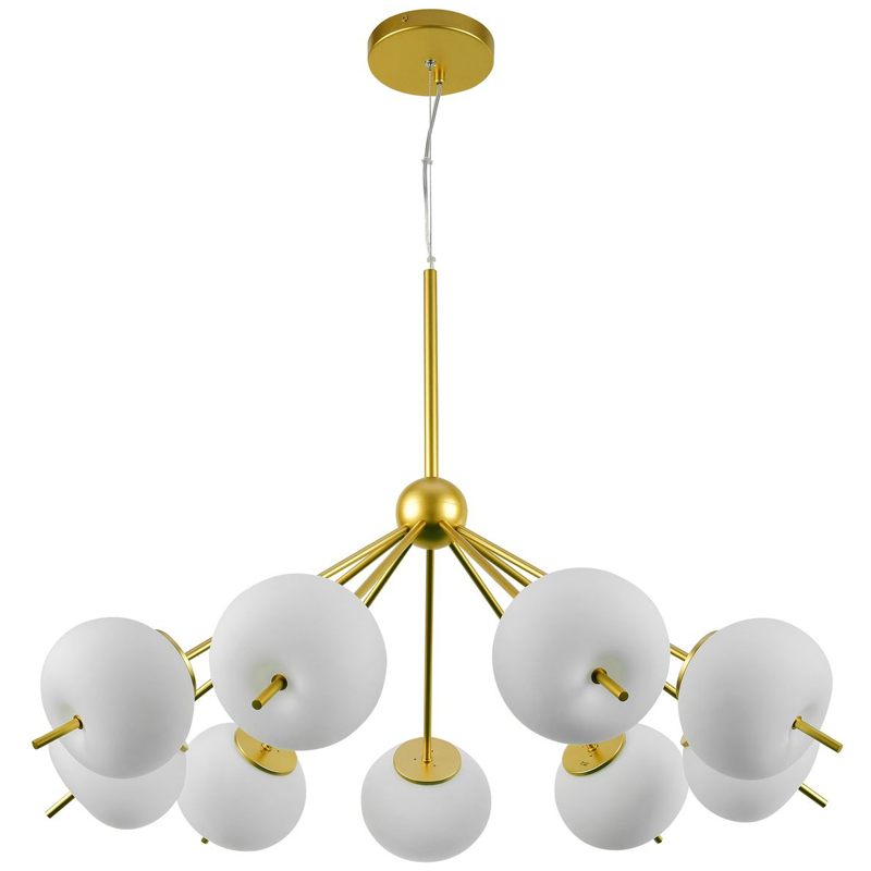 Люстра White ball brass Louise 9 Белое матовое стекло Латунь Люстра White ball brass Louise 9 Белое матовое стекло Латунь в Тюмени | Loft Concept
