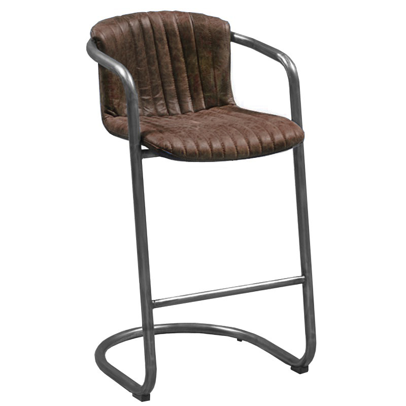 Барный стул Desmond bar stool LEATHER Brown Коричневый винтаж Графитовый Барный стул Desmond bar stool LEATHER Brown Коричневый винтаж Графитовый в Тюмени | Loft Concept