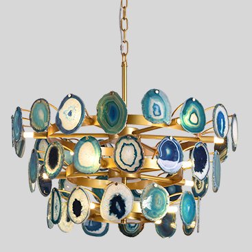 Люстра Agate Burst Chandelier 3 Round blue Зеленый Золотой Люстра Agate Burst Chandelier 3 Round blue Зеленый Золотой в Тюмени | Loft Concept