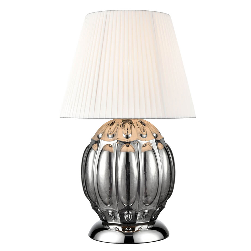 Настольная лампа ХРОМ Hailey Chrome Table Lamp Прозрачное Стекло Белый Темный хром Настольная лампа ХРОМ Hailey Chrome Table Lamp Прозрачное Стекло Белый Темный хром в Тюмени | Loft Concept