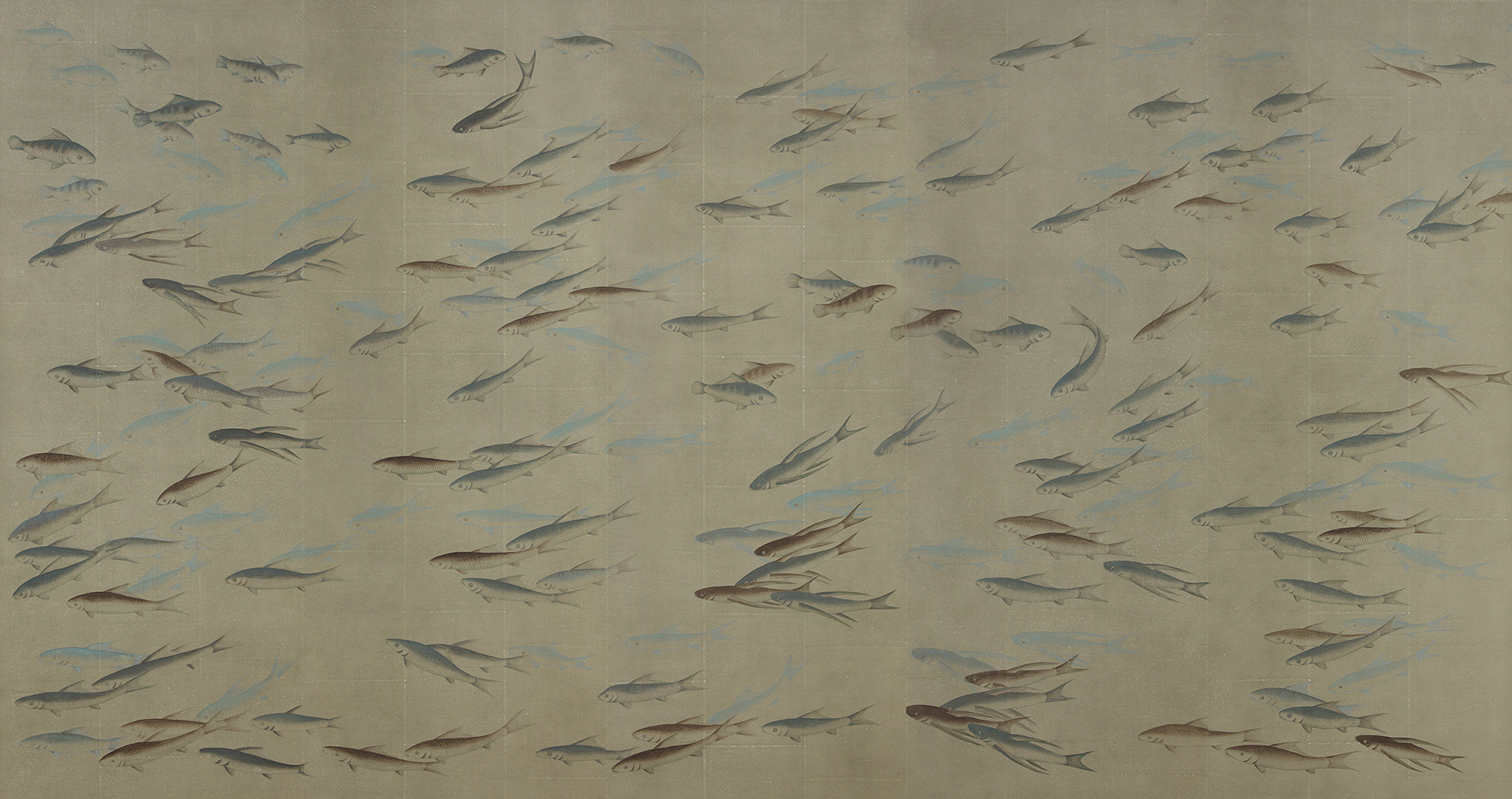 Обои ручная роспись Fishes Special Colourway on Lead Grey India tea paper Обои ручная роспись Fishes Special Colourway on Lead Grey India tea paper - постер Loft-Concept в Тюмени