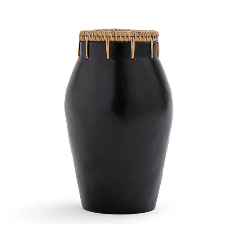 Ваза Ceramic Vase & Rattan D15 Черный Ваза Ceramic Vase & Rattan D15 Черный в Тюмени | Loft Concept