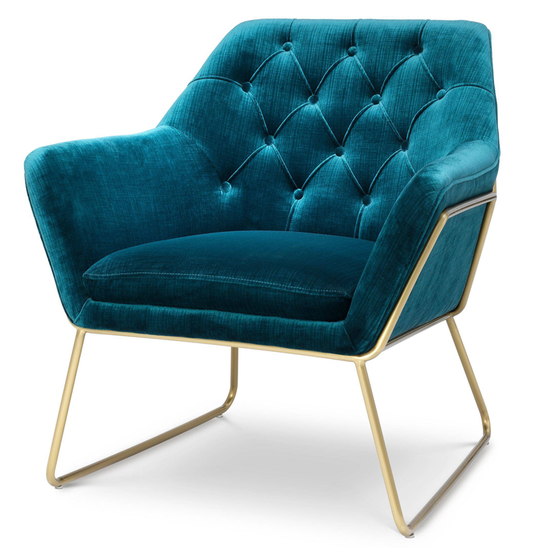 Кресло Eichholtz Chair Court Синий Матовая латунь Кресло Eichholtz Chair Court Синий Матовая латунь в Тюмени | Loft Concept