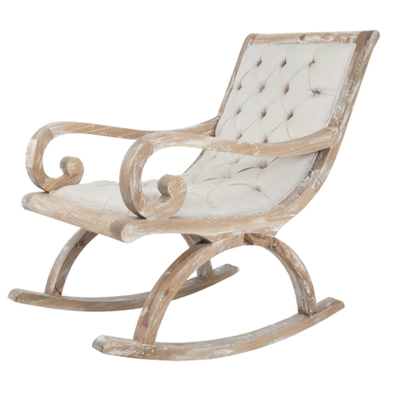 Кресло-качалка с мягкой обивкой из льна Ella Armchair beige Бежевый Коричневый Кресло-качалка с мягкой обивкой из льна Ella Armchair beige Бежевый Коричневый в Тюмени | Loft Concept