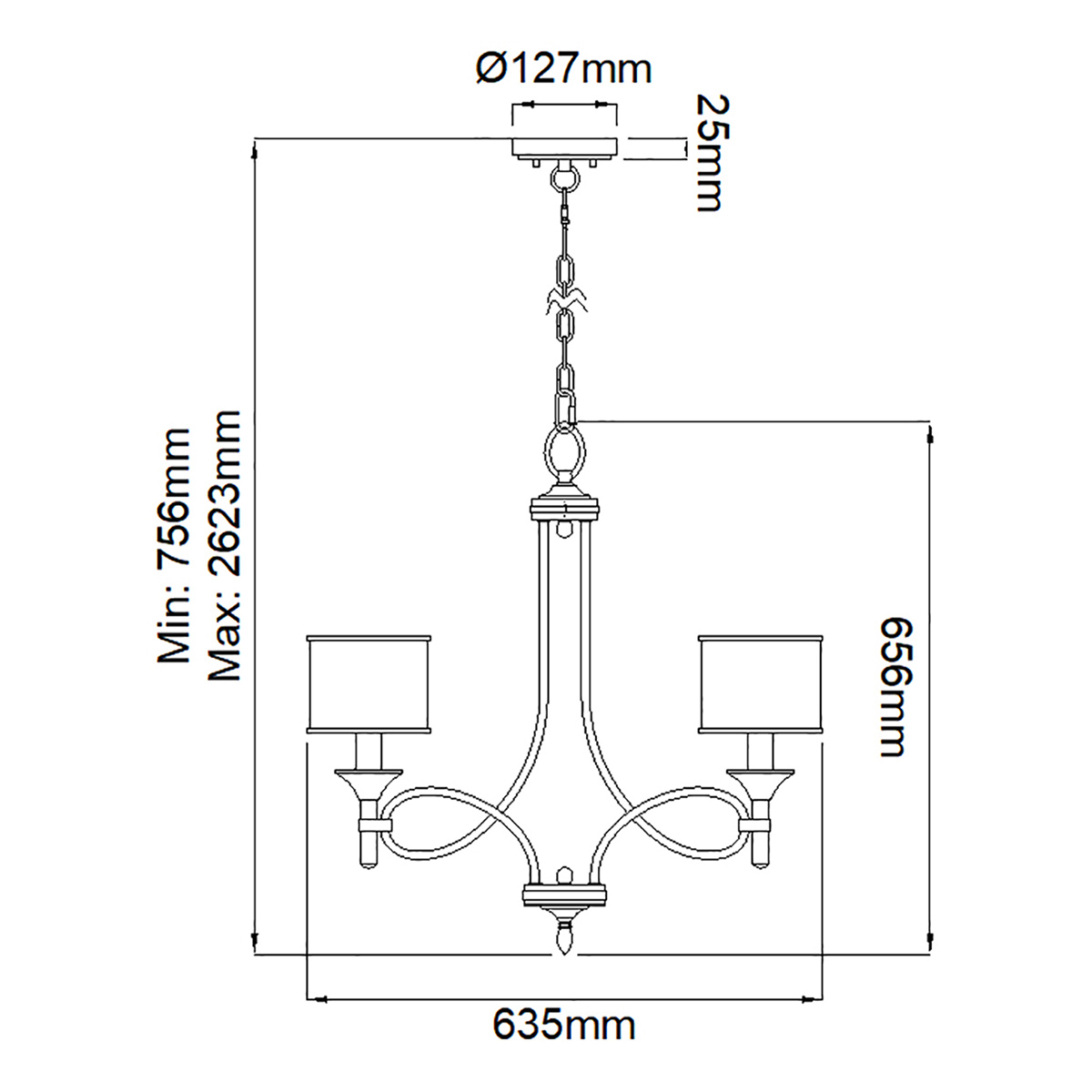 Люстра с белыми тканевыми абажурами в прозрачных стеклянных цилиндрах Kichler в Тюмени