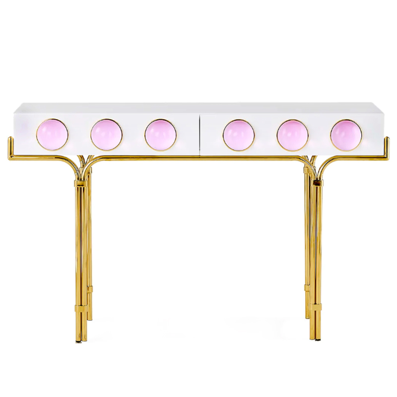 Консоль Globo Console Розовый цвет Белый Розовый Золотой Консоль Globo Console Розовый цвет Белый Розовый Золотой в Тюмени | Loft Concept
