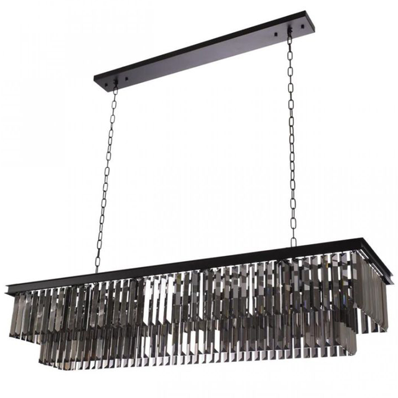 Прямоугольная Люстра RH 1920s Odeon Black iron Серое Стекло Длина 120 см Черный Серый Прямоугольная Люстра RH 1920s Odeon Black iron Серое Стекло Длина 120 см Черный Серый в Тюмени | Loft Concept