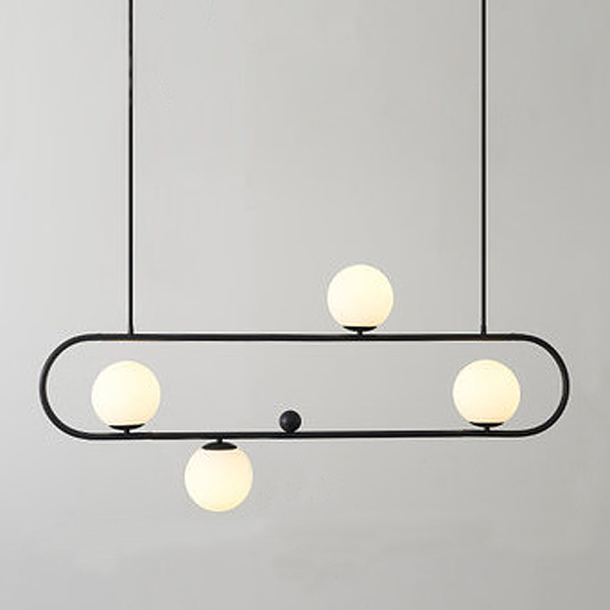 Люстра Horizontal Balls Balance Black 4 Черный Белый Люстра Horizontal Balls Balance Black 4 Черный Белый в Тюмени | Loft Concept