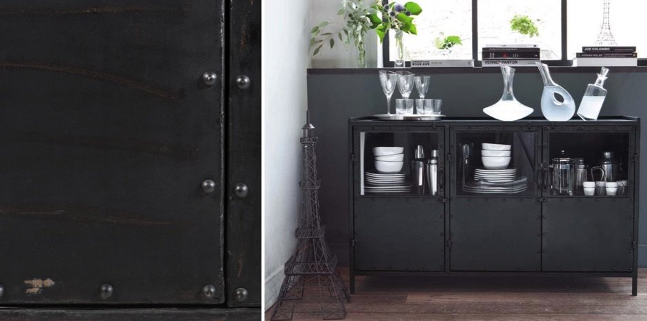 Буфет в стиле Лофт черный Industrial Vitre Big Buffet Буфет в стиле Лофт черный Industrial Vitre Big Buffet - Loft-Concept в Тюмени