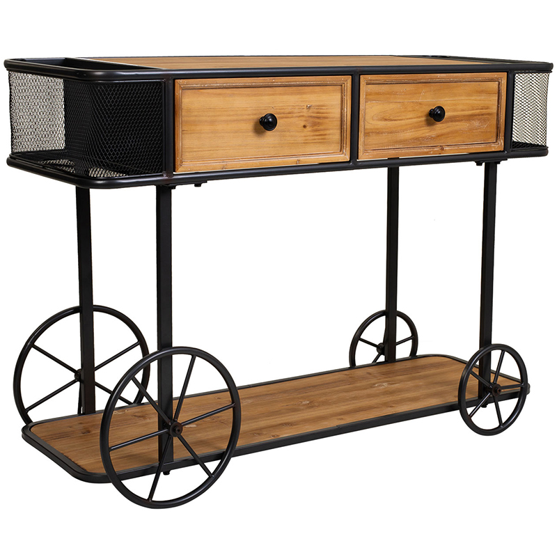 Консоль на колесах c 2-мя выдвижными ящиками Cabrera Console Древесина Черный Консоль на колесах c 2-мя выдвижными ящиками Cabrera Console Древесина Черный в Тюмени | Loft Concept