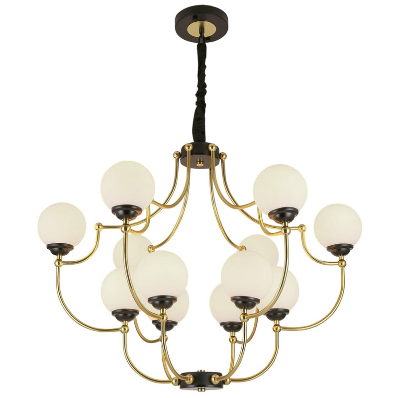 Люстра White Ball Valley Arredoluce Chandelier 12 Прозрачный белый Латунь Черный Люстра White Ball Valley Arredoluce Chandelier 12 Прозрачный белый Латунь Черный в Тюмени | Loft Concept