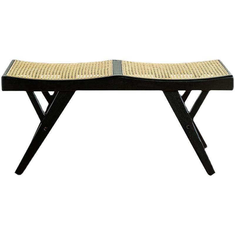 Банкетка Rattan Comfortable Bedend Stool Черный Бежевый Банкетка Rattan Comfortable Bedend Stool Черный Бежевый в Тюмени | Loft Concept
