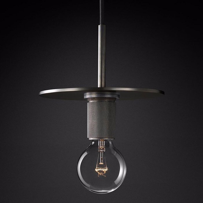 Подвесной светильник RH Utilitaire Disk Shade Pendant Black Темная бронза Прозрачное Стекло Подвесной светильник RH Utilitaire Disk Shade Pendant Black Темная бронза Прозрачное Стекло в Тюмени | Loft Concept