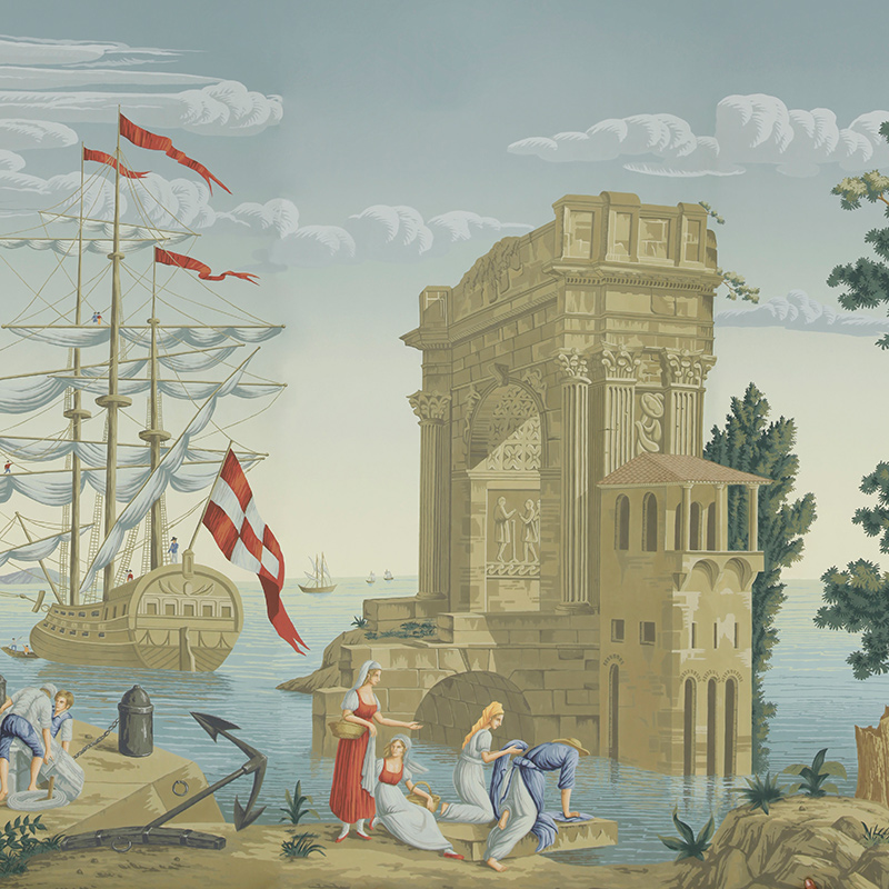 Обои ручная роспись Views of Italy Azure on scenic paper Обои ручная роспись Views of Italy Azure on scenic paper в Тюмени | Loft Concept