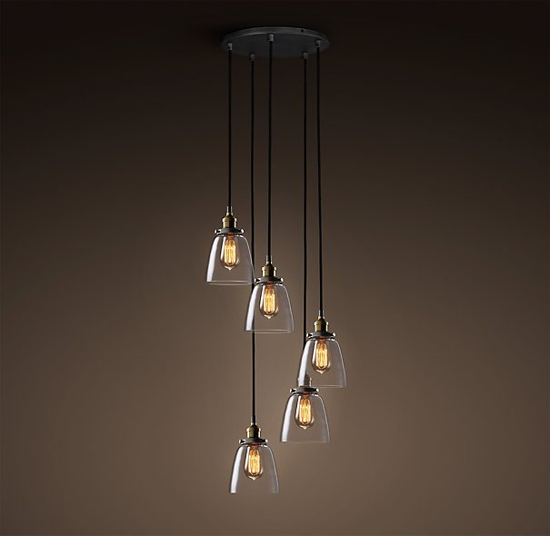 Подвесной светильник Loft Clear Glass Cloche 5 Черный Подвесной светильник Loft Clear Glass Cloche 5 Черный в Тюмени | Loft Concept